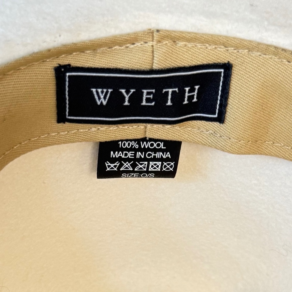 Wyeth Cream Wool Western Hat with custom leather Braided Band – One Size - Picture 5 of 8